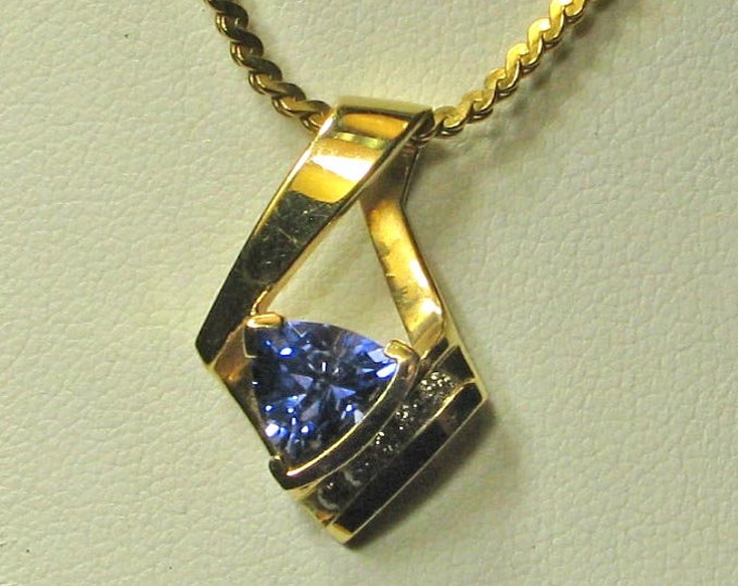 Gold Tanzanite and Diamond Pendant