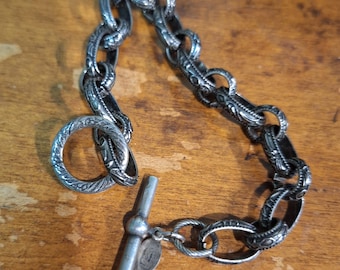 Catherine Popesco Silver Tone Ornate Textured Link Bracelet
