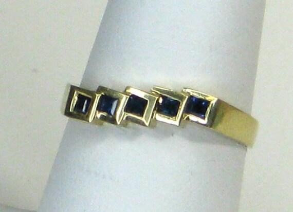 14K Yellow Gold Square Sapphire Band - image 4