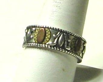 Carolyn Pollack Sterling Brass and Copper Designer Ring