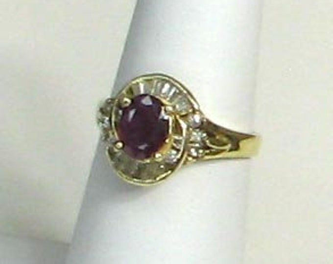 Vintage Natural Oval Ruby and Diamond Ring