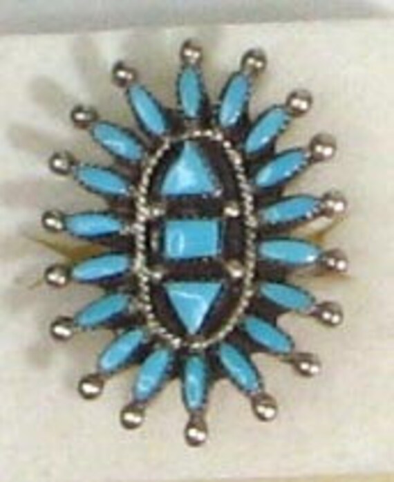 Vintage E. H. Zuni Needle Point Turquoise Ring - image 5