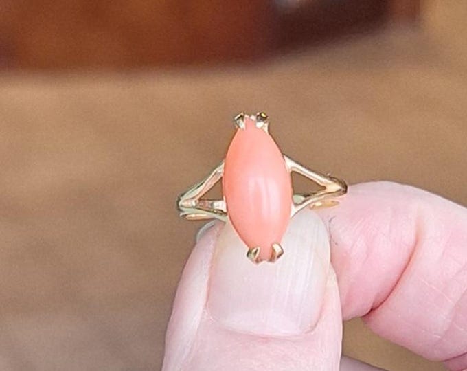 PEACH CORAL 14K Gold Ring