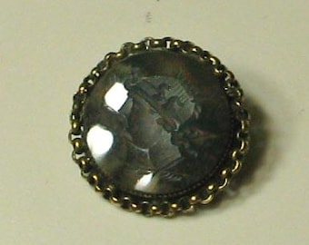 Vintage Gold Filled Bloodstone Intaglio Brooch Pin
