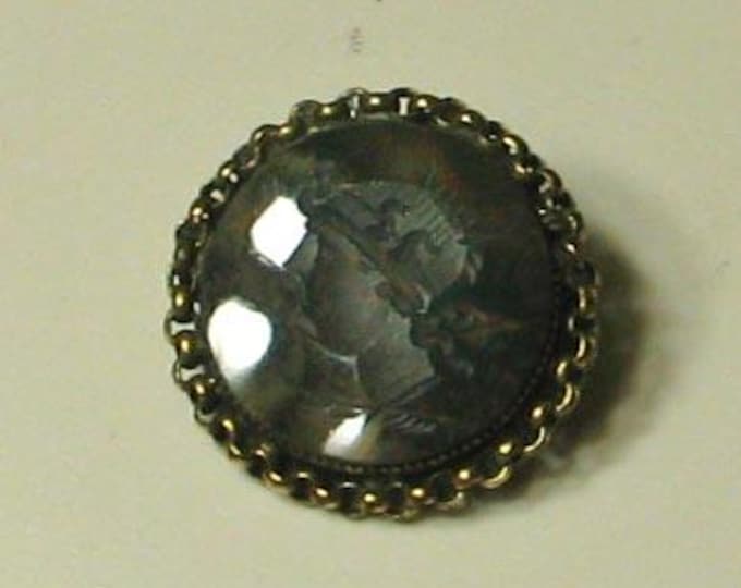 Vintage Gold Filled Bloodstone Intaglio Brooch Pin