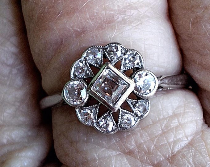 Adorable Platinum Early Art Deco Diamond Ring
