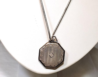 Vintage Art Deco Sterling Silver Octagonal Locket