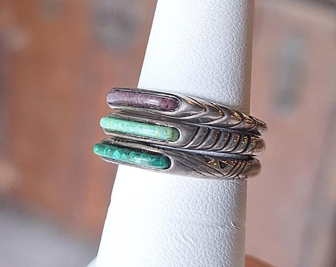 Carolyn Pollack Stackable Sterling Gemstone Ring Set