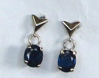 Simple Beautiful Blue Sapphire Dangle Earrings
