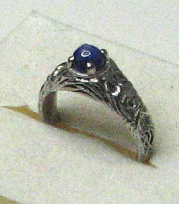 Custom Made 14K White Gold Lab Created Star Sapph… - image 5