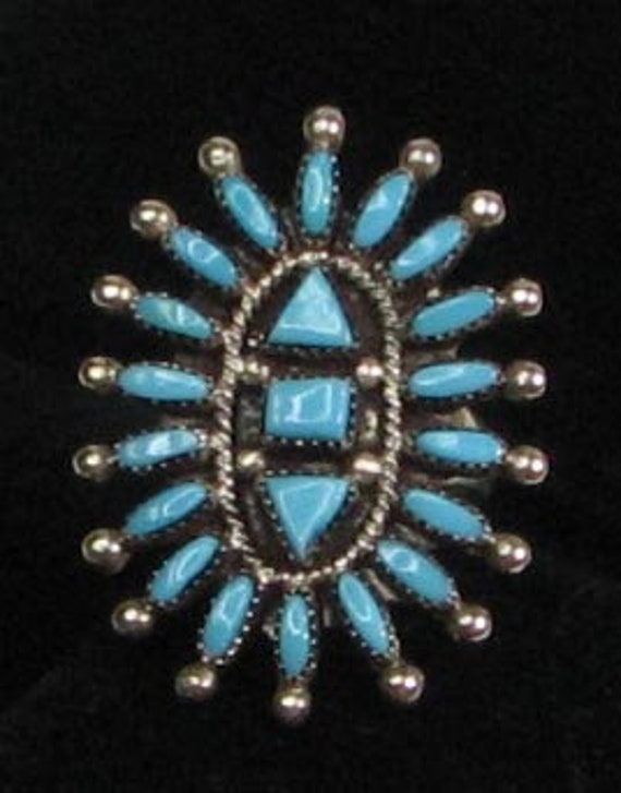 Vintage E. H. Zuni Needle Point Turquoise Ring - image 7