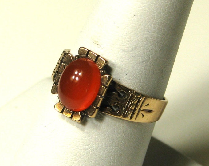 Mint Condition Vintage Victorian Carnelian Gold Ring