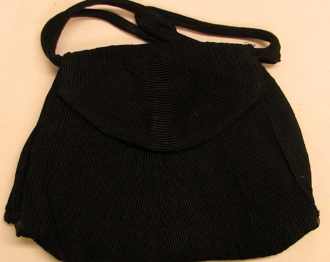 Vintage Textured Boho Style Black Handbag