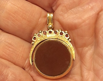 10K Gold Reversible Carnelian and Bloodstone Watch Fob