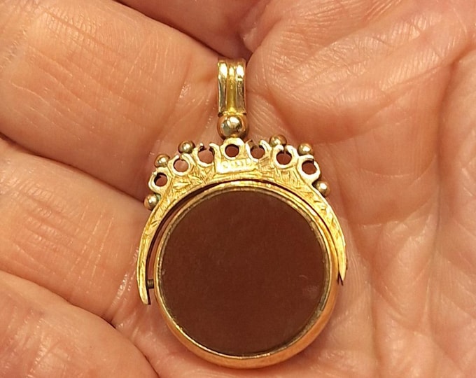 10K Gold Reversible Carnelian and Bloodstone Watch Fob