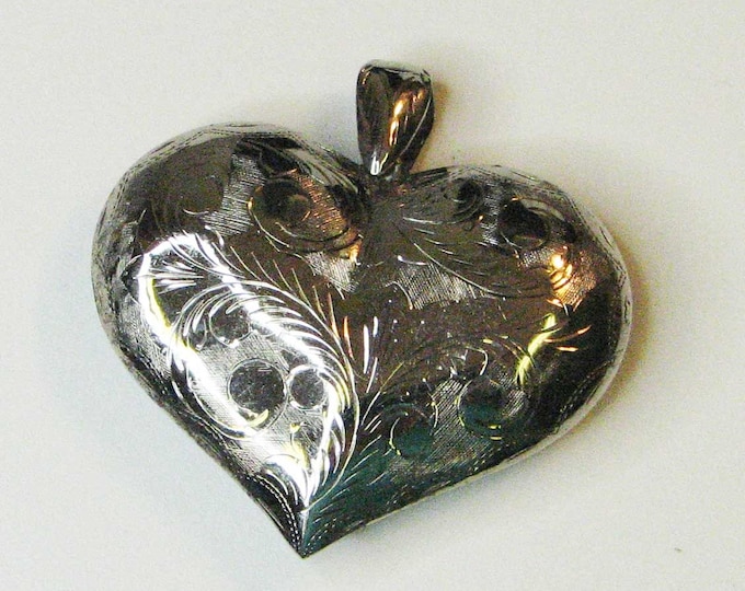 Large Sterling Silver Textured Heart Pendant