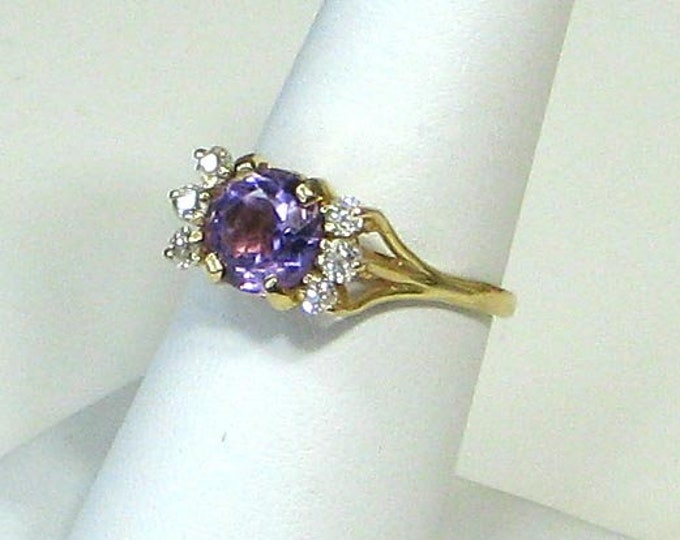 FANCY Amethyst and Diamond Gold Ring