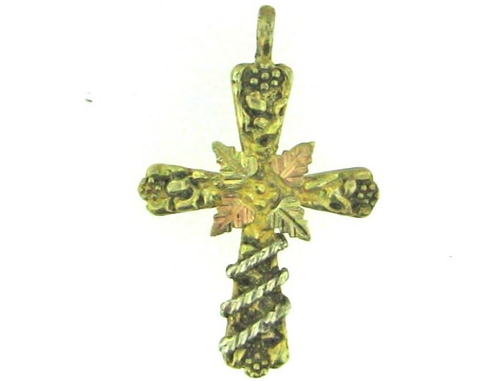 Silver Black Hills Gold Plated Cross