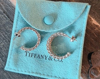 Sterling Silver Tiffany & Co. Somerset Mesh Hoop Earrings