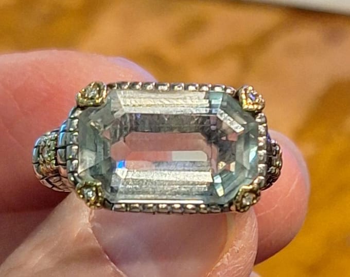 Judith Ripka JR TWO Sterling Silver Aquamarine Ring