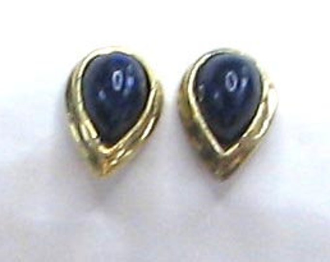 18K Yellow Gold Lapis Lazuli Earrings