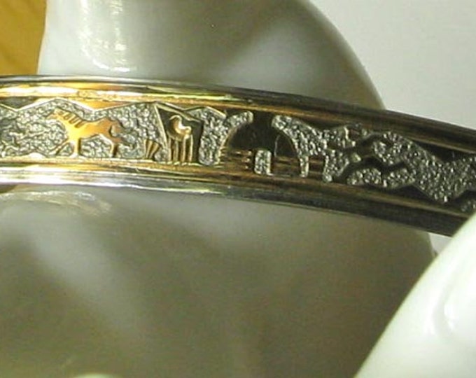 Native American Sterling and Gold Filled Horse Cuff Bracelet