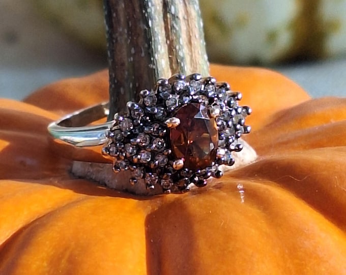 VERY DIFFERENT ORANGE Zircon and Diamond Ring