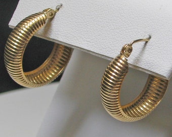 14K Yellow Gold Textured Earrings