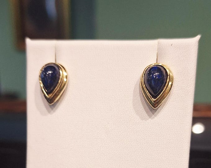 18K Yellow Gold Lapis Lazuli Earrings