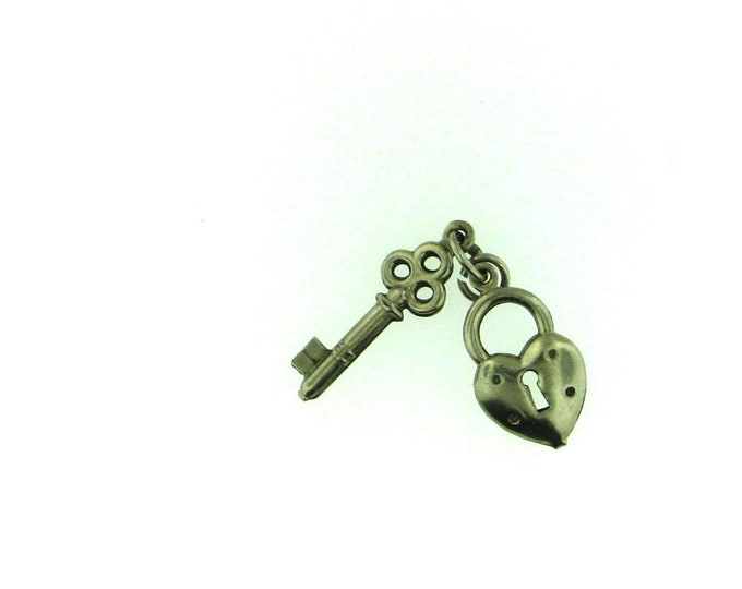 Stainless Steel Heart Shaped Lock and Key Charm