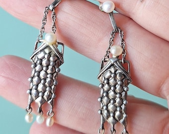 Sterling Silver Rainer Chandelier Earrings with Cultured Pearls
