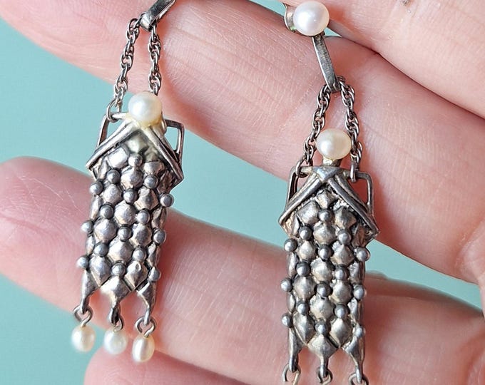 Sterling Silver Rainer Chandelier Earrings with Cultured Pearls