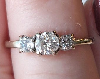 14K White Gold Diamond Three Stone Anniversary Engagement Ring