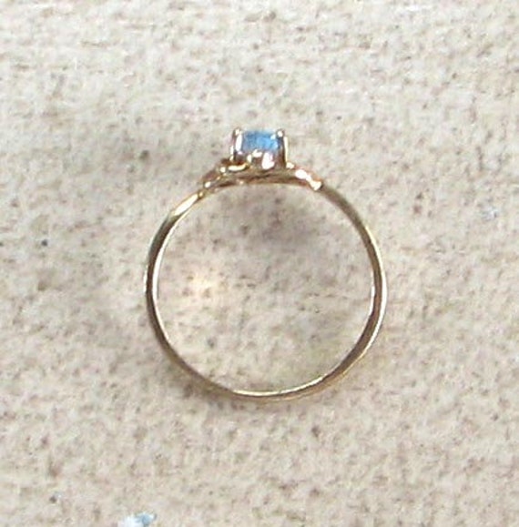 Yellow Gold Pear Shaped Blue Topaz Ring - image 6