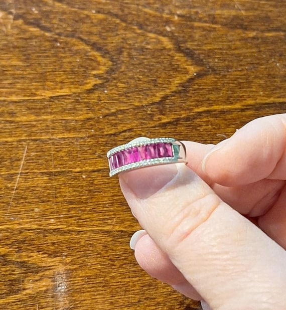 Natural Ruby and Diamond Ring Set in White Gold - image 9