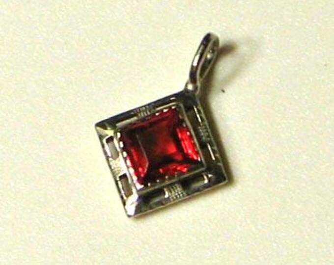 White Gold Art Deco Orange Glass Pendant