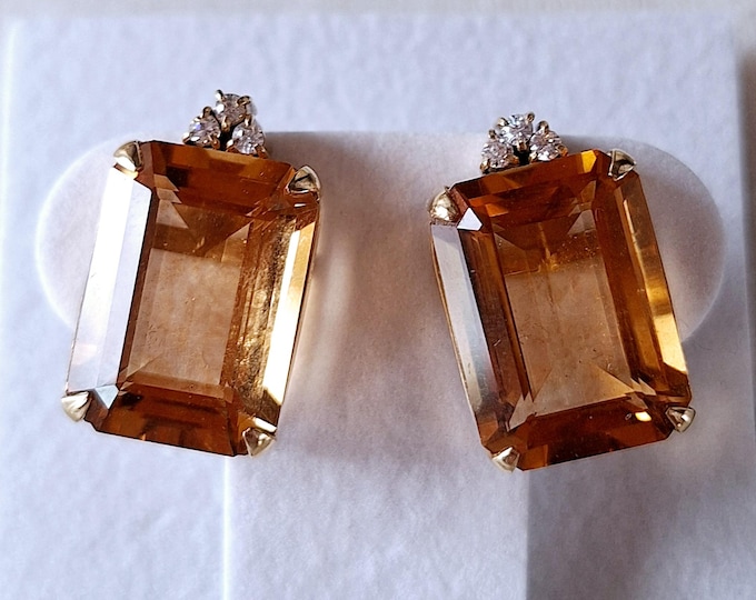 Very Nice Orange Citrine Solid Gold Earrings
