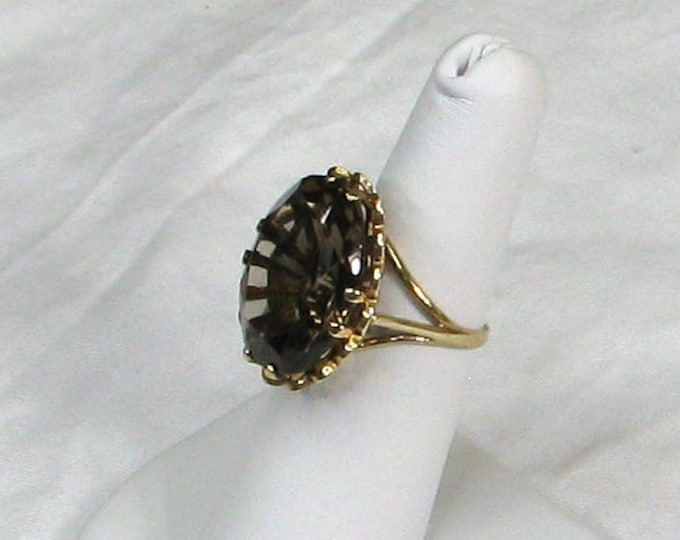 Vintage 14K Yellow Gold Smoky Quartz Ring