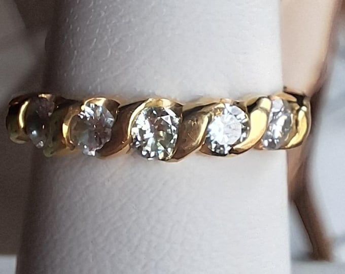 14K Yellow Gold Wedding Anniversary Band Half Carat Natural Diamond Twt