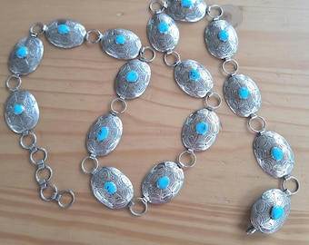 Sterling Silver Southwestern Concho Belt 38 Inches with Extender