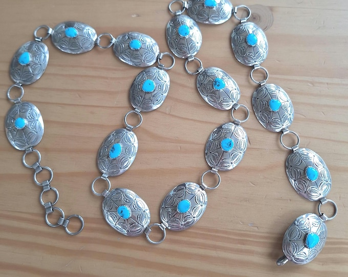 Sterling Silver Southwestern Concho Belt 38 Inches with Extender