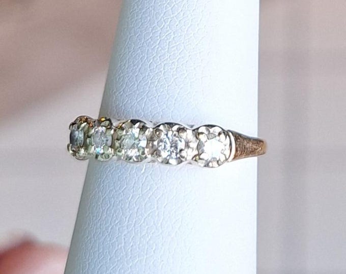 14K Yellow Gold Five Diamond Wedding Ring