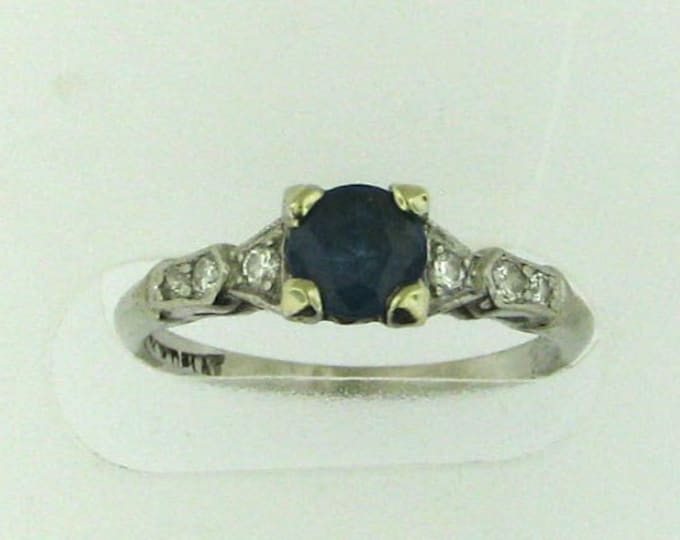 Platinum Sapphire and Diamond Engagement Ring