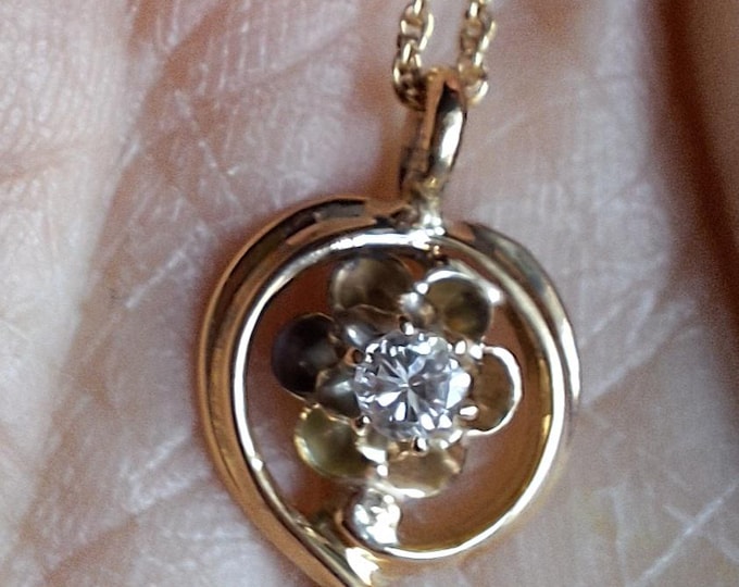 14K Vintage Edwardian Diamond Pendant with Chain