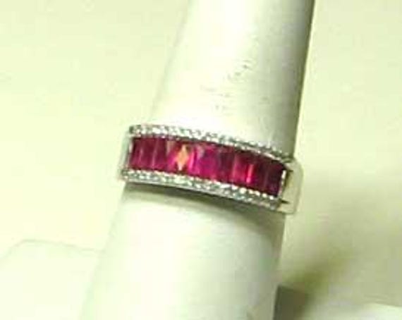 Natural Ruby and Diamond Ring Set in White Gold - image 1