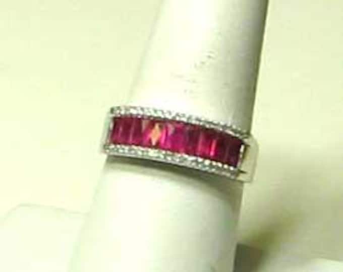 Natural Ruby and Diamond Ring Set in White Gold