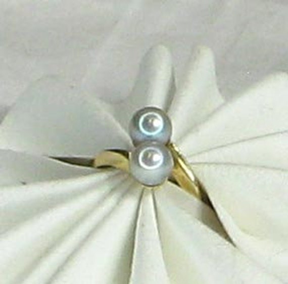 Beautiful Bluish Gray Double Pearl Ring - image 6