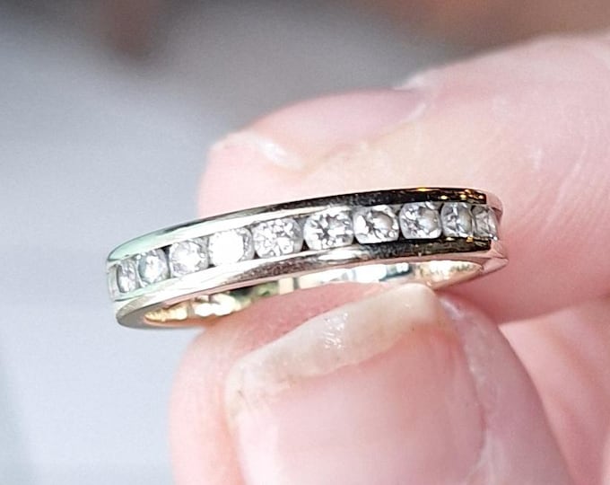 14K White Gold Channel Set Diamond Wedding Band Half Carat TWT