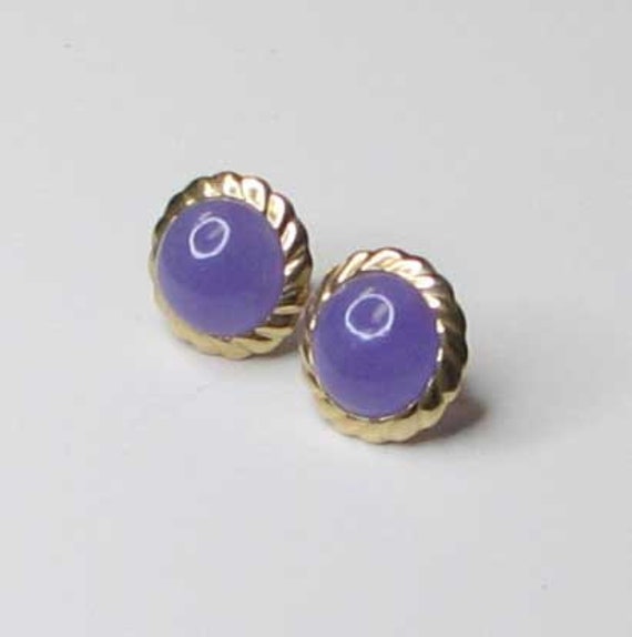 14K Gold Lavender Jadeite Jade Earrings