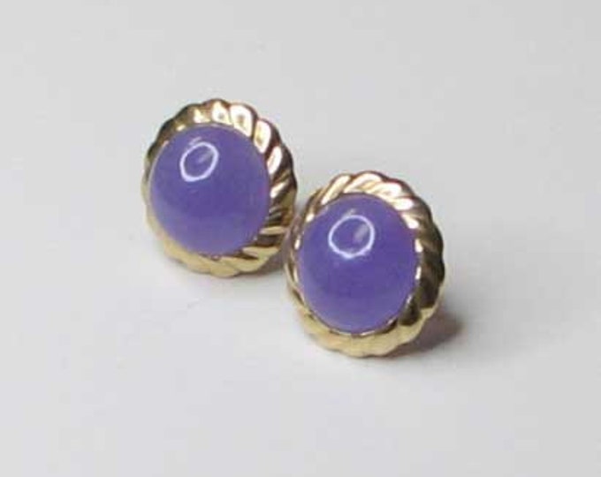 14K Gold Lavender Jadeite Jade Earrings